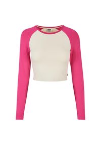 Damska ekologiczna koszulka crop z długim rękawem Urban Classics Retro Baseball. Kolor: biały. Materiał: bawełna. Długość rękawa: długi rękaw. Długość: długie. Styl: retro #1