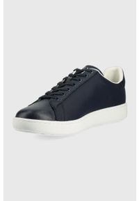 Armani Exchange sneakersy kolor granatowy. Nosek buta: okrągły. Zapięcie: sznurówki. Kolor: niebieski. Materiał: materiał, guma #5