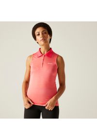 Regatta - Tima II damska koszulka. Typ kołnierza: polo. Kolor: różowy. Długość rękawa: bez rękawów. Długość: długie. Styl: sportowy #1