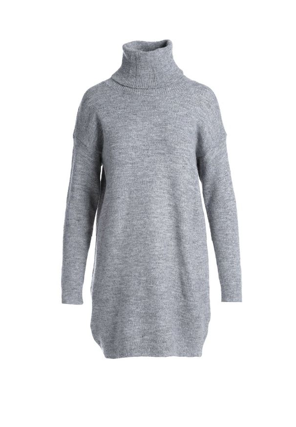 Renee - Szara Sukienka Milana. Typ kołnierza: golf. Kolor: szary. Materiał: dzianina. Długość rękawa: długi rękaw