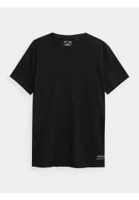 4f - T-shirt regular gładki męski. Kolor: czarny. Materiał: bawełna. Wzór: gładki