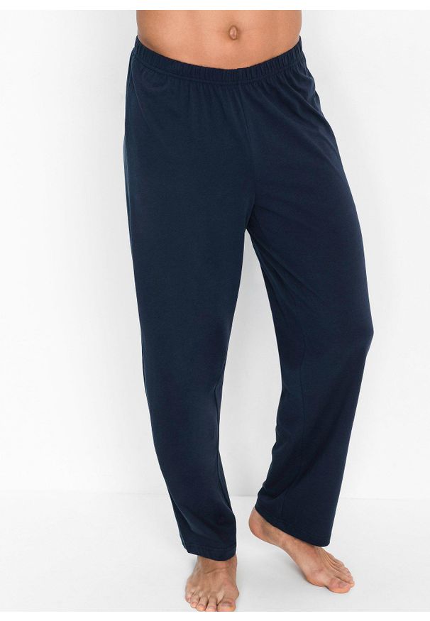 bonprix - Piżama z bawełną i długimi rękawami. Kolor: niebieski. Materiał: bawełna. Długość: długie