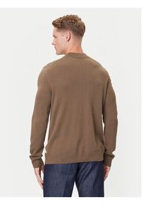 Marc O'Polo Denim Sweter 5000007280 Brązowy Regular Fit. Typ kołnierza: polo. Kolor: brązowy. Materiał: wełna