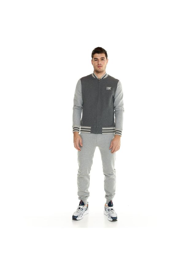 LEONE 1947 APPAREL - Męski dres lifestylowy z pełnym zamkiem. Kolor: szary. Materiał: dresówka. Sport: fitness