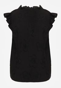 Born2be - Czarna Bawełniana Bluzka z Kwiatowym Haftem i Falbankami Sabrilato. Okazja: na co dzień, do pracy. Typ kołnierza: kołnierz z falbankami. Kolor: czarny. Materiał: bawełna. Wzór: kwiaty, haft. Styl: casual, klasyczny, elegancki #3