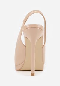 Renee - Beżowe Sandały na Szpilce Lakierowane Typu Slingback Novalise. Okazja: na co dzień. Kolor: beżowy. Materiał: lakier. Wzór: kwiaty. Obcas: na szpilce. Styl: casual, elegancki #3