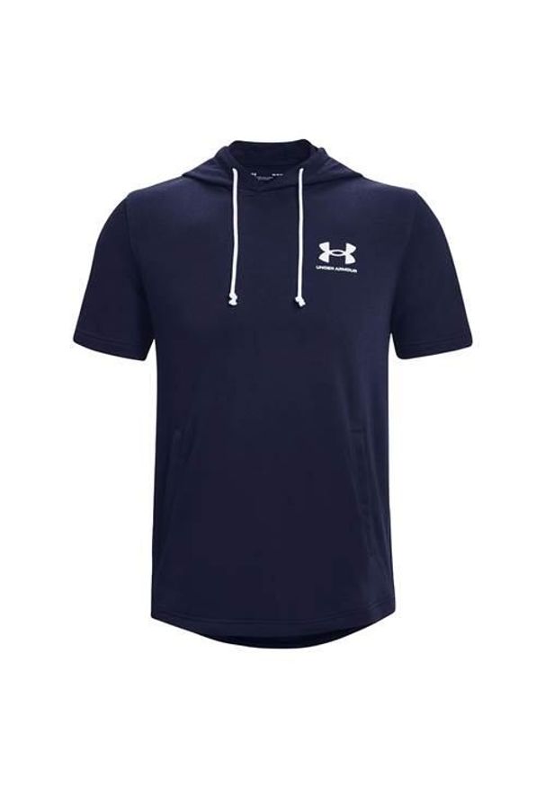 Koszulka sportowa męska Under Armour Rival Terry Lc Ss Hd. Kolor: niebieski, wielokolorowy, biały. Materiał: poliester, bawełna. Długość rękawa: krótki rękaw. Długość: krótkie