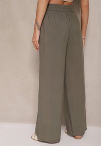 Renee - Ciemnozielone Szerokie Spodnie z Wiskozy High Waist Naivella. Okazja: na co dzień. Stan: podwyższony. Kolor: zielony. Materiał: wiskoza. Styl: elegancki, casual #3
