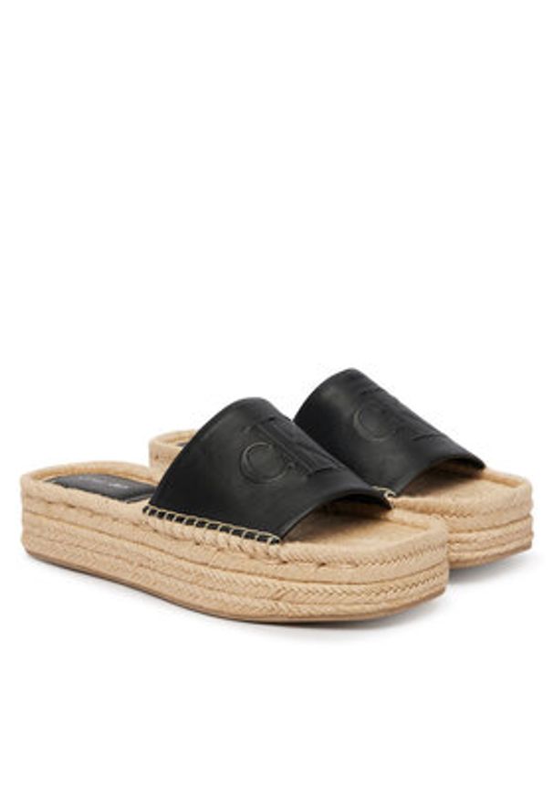 Calvin Klein Espadryle Flatf Espa Mule Lth Mg HW0HW03027 Czarny. Kolor: czarny. Materiał: skóra