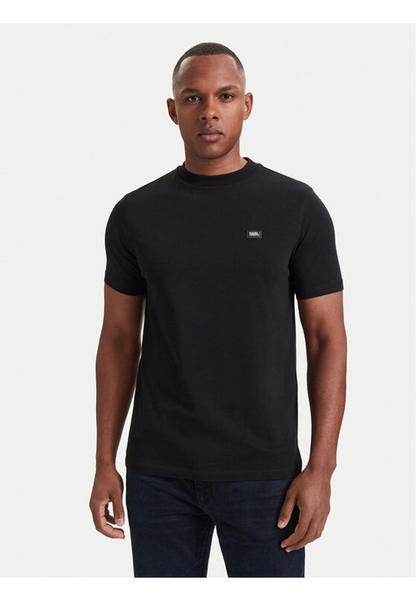 Karl Lagerfeld - KARL LAGERFELD T-Shirt 755032 564235 Czarny Regular Fit. Typ kołnierza: dekolt w karo. Kolor: czarny. Materiał: bawełna
