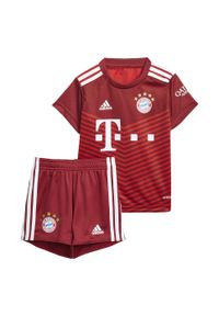 Adidas - Zestaw dziecięcy fc Bayern Munich domicile 2021/22. Kolor: czerwony. Materiał: jersey. Sport: piłka nożna