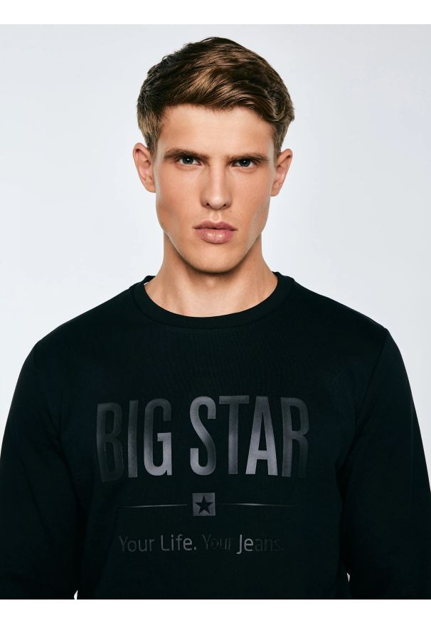 Big-Star - Bluza męska z nadrukiem czarna Ecodort 906. Kolor: czarny. Wzór: nadruk. Styl: klasyczny