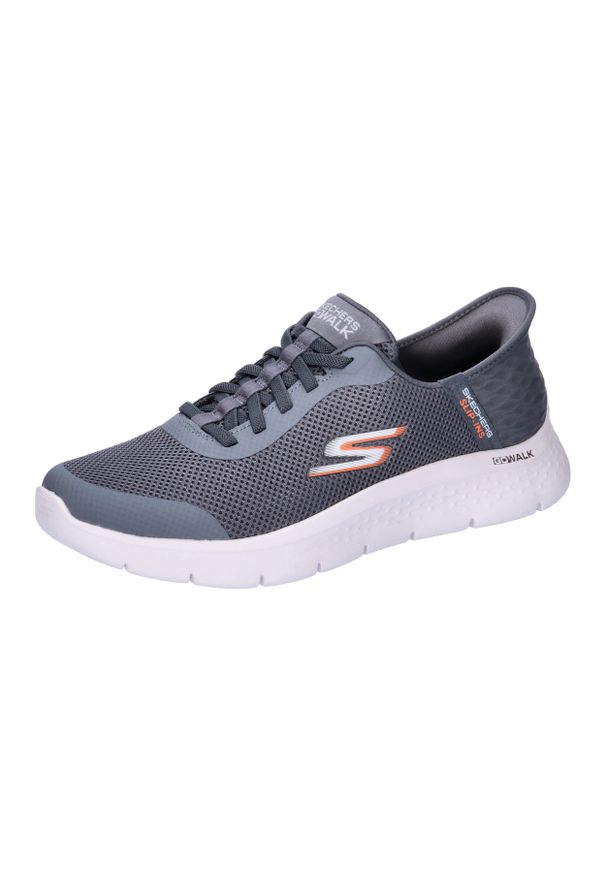 skechers - Buty do chodzenia męskie Skechers Flex Hands Slip Ins. Kolor: wielokolorowy, szary, biały. Materiał: materiał, syntetyk. Szerokość cholewki: normalna. Model: Skechers Sport. Sport: turystyka piesza