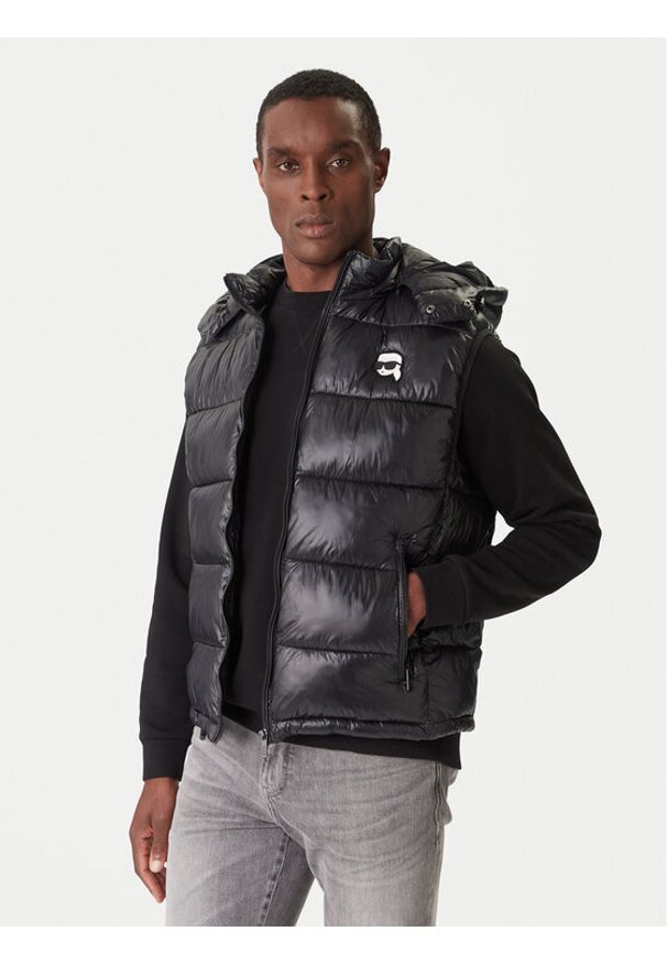 Karl Lagerfeld - KARL LAGERFELD Kamizelka 505023 554590 Czarny Regular Fit. Typ kołnierza: dekolt w karo. Kolor: czarny. Materiał: syntetyk