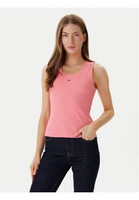 Tommy Jeans Top Essential DW0DW20673 Różowy Slim Fit. Kolor: różowy. Materiał: bawełna #1