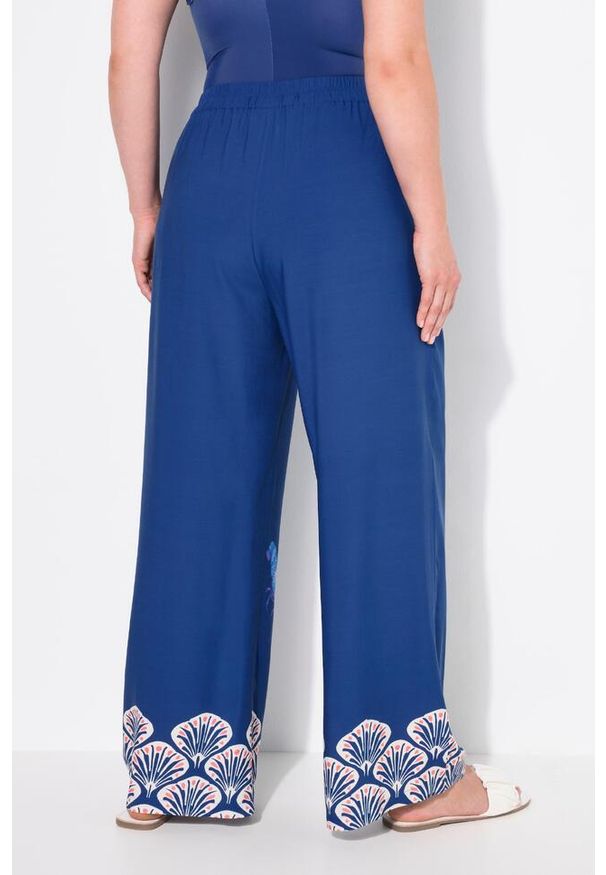 ULLA POPKEN - Damskie Spodnie palazzo. Kolekcja: plus size. Kolor: niebieski. Materiał: wiskoza, materiał. Sport: joga i pilates