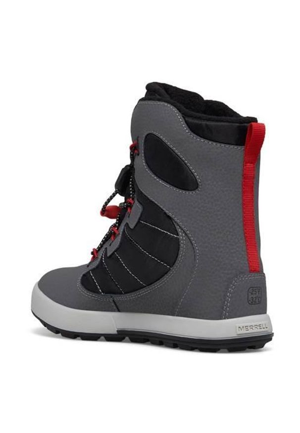 Buty do chodzenia dla dzieci Merrell Snow Bank 4.0. Wysokość cholewki: za kostkę. Kolor: szary. Materiał: syntetyk, materiał. Szerokość cholewki: normalna. Sport: turystyka piesza
