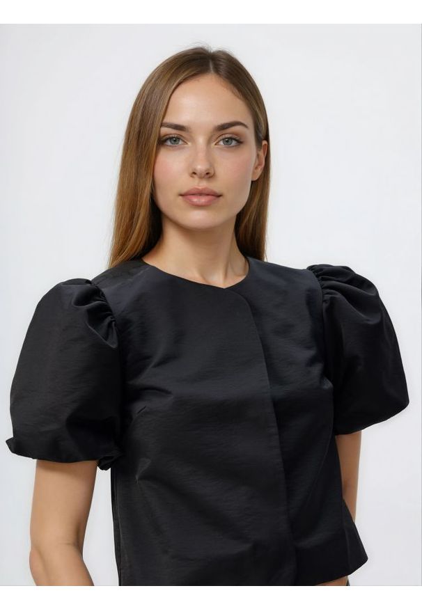 Reserved - Bluzka z bufiastymi rękawami - czarny. Kolor: czarny. Materiał: tkanina