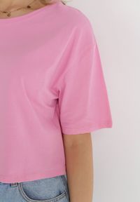 Born2be - Różowy Krótki T-shirt Oversize Lilu. Kolor: różowy. Długość: krótkie #5