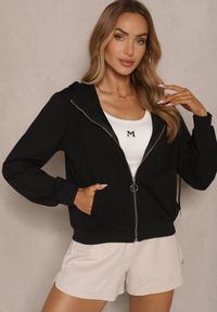 Renee - Czarna Bluza Rozsuwana z Kapturem i Kieszeniami Ulosanea. Okazja: na co dzień. Typ kołnierza: kaptur. Kolor: czarny. Styl: casual #3
