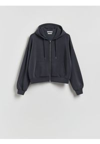 Reserved - Oversizowa bluza - ciemnoszary. Kolor: szary. Materiał: dzianina. Wzór: gładki