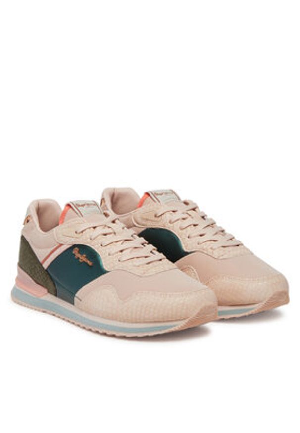 Pepe Jeans Sneakersy London Mix PLS40044 Różowy. Kolor: różowy. Materiał: skóra