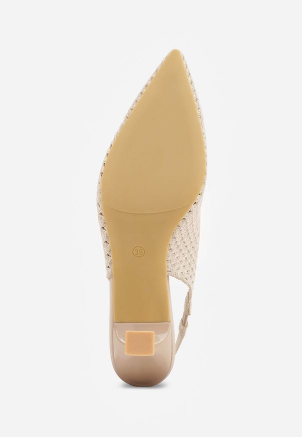 Renee - Ciemnobeżowe Szpilki Slingback z Ażurowymi Zdobieniami na Cholewce Tespeila. Kolor: beżowy. Materiał: wiskoza. Szerokość cholewki: normalna. Wzór: aplikacja, ażurowy. Sezon: lato. Obcas: na szpilce. Styl: elegancki, klasyczny