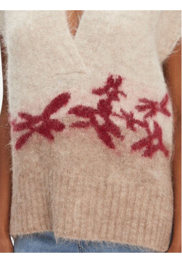 Munthe Sweter Purulia 252160125272 Beżowy Loose Fit. Kolor: beżowy. Materiał: wełna
