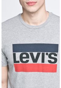 Levi's® - Levi's - T-shirt. Okazja: na co dzień, na spotkanie biznesowe. Kolor: szary. Materiał: dzianina. Wzór: melanż, nadruk. Styl: biznesowy, casual