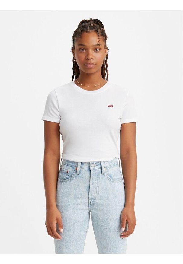 Levi's® T-Shirt Ribbed Baby 37697-0000 Biały Classic Fit. Kolor: biały. Materiał: wiskoza