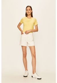Jacqueline de Yong - T-shirt. Okazja: na co dzień. Kolor: żółty. Materiał: bawełna, dzianina. Wzór: nadruk. Styl: casual #4