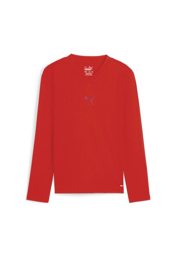 Dziecięca koszulka z długim rękawem Puma TeamGoal Baselayer. Kolor: czerwony. Długość rękawa: długi rękaw. Długość: długie. Sport: piłka nożna