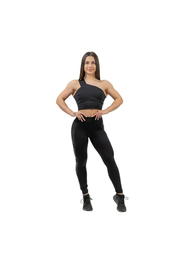 Biustonosz fitness NEBBIA Intense Asymmetric. Kolor: czarny. Sport: fitness
