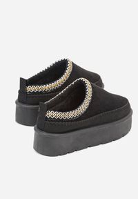 Born2be - Czarne Śniegowce Ocieplone na Platformie z Ozdobnym Wyszywaniem Reitenna. Okazja: na co dzień. Kolor: czarny. Materiał: jeans. Obcas: na platformie. Styl: elegancki, casual, klasyczny #4
