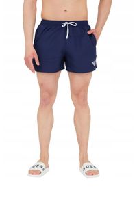 Emporio Armani - EMPORIO ARMANI Męskie spodenki kąpielowe granatowe, Rozmiar 52. Kolor: niebieski. Materiał: poliester #6