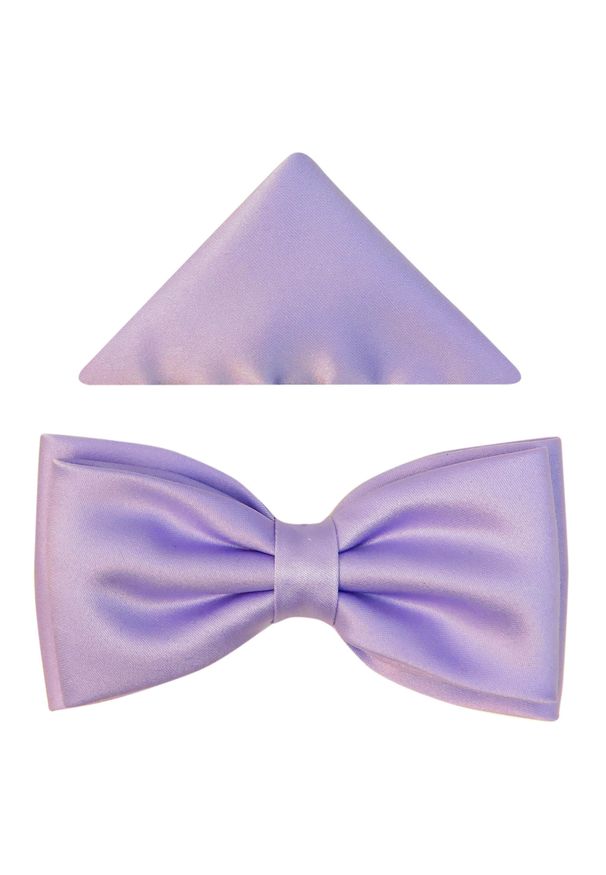 Modini - Wrzosowa mucha męska szeroka z poszetką - jasny fiolet B33. Kolor: fioletowy. Materiał: poliester, tkanina. Styl: elegancki