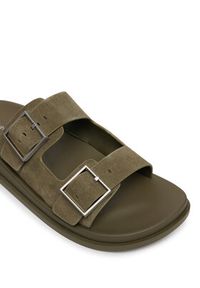 Calvin Klein Klapki City Sandal Buckle Suede HW0HW03130 Zielony. Kolor: zielony. Materiał: zamsz, skóra #4