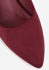 Renee - Bordowe Casualowe Czółenka na Słupku Bastien. Okazja: na co dzień. Kolor: czerwony. Wzór: jednolity, gładki. Obcas: na słupku. Styl: casual #4