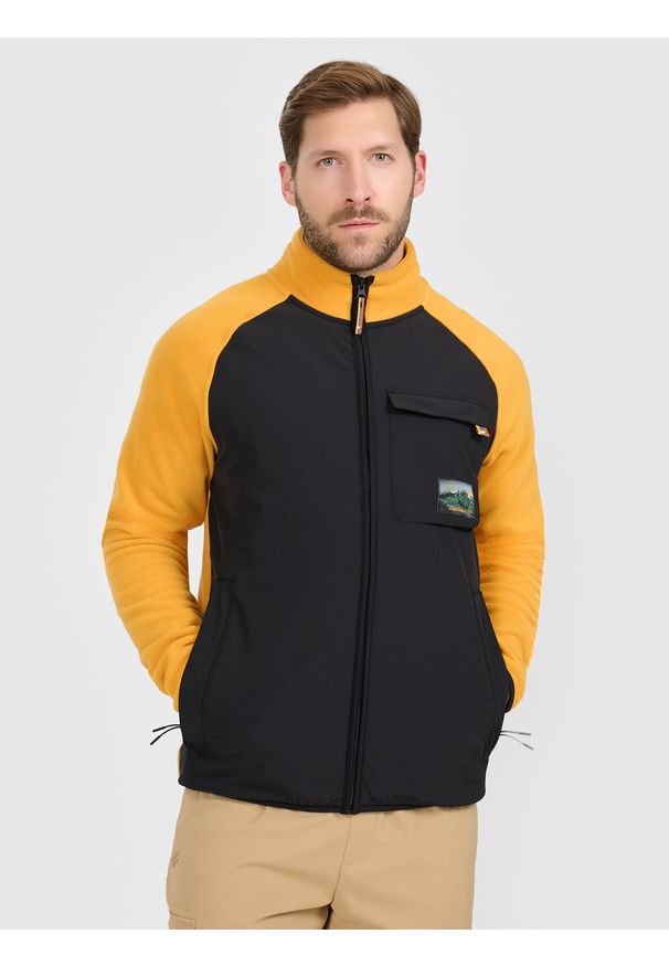 4f - 4F Polar regular ze stójką męski - pomarańczowy S. Typ kołnierza: kołnierzyk stójkowy. Kolor: pomarańczowy. Materiał: polar