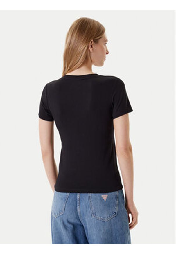Guess Jeans T-Shirt W4YI04 J1314 Czarny Slim Fit. Kolor: czarny. Materiał: bawełna