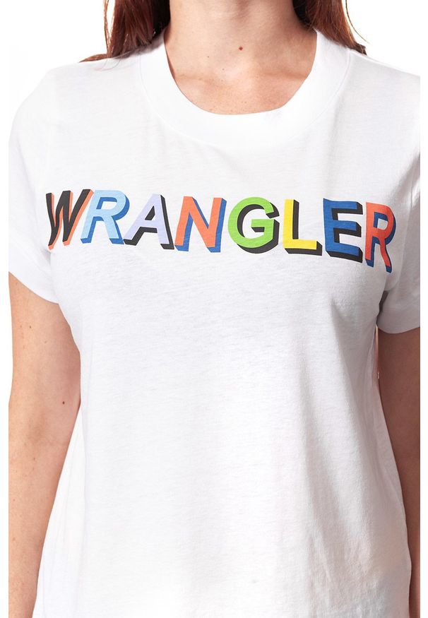 Wrangler - WRANGLER T SHIRT DAMSKI T-SHIRTS 80´S TEE WHITE W7010EV12 112130877. Wzór: nadruk, kolorowy