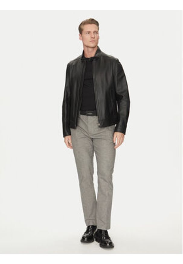 BOSS Kurtka skórzana H-Mansell3 50532475 Czarny Regular Fit. Kolor: czarny. Materiał: skóra