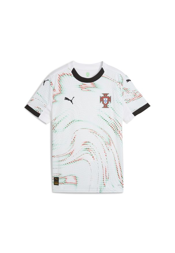 Puma - Młodzieżowa koszulka wyjazdowa Portugalia 2025 PUMA White Black. Kolor: czarny, biały, wielokolorowy. Sport: piłka nożna