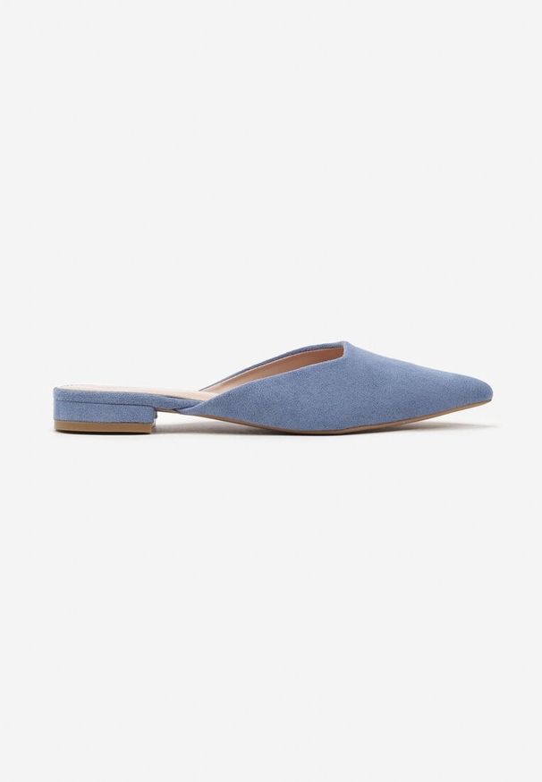 Born2be - Niebieskie Eleganckie Klapki Mule ze Szpiczastym Noskiem Derraza. Okazja: na co dzień. Nosek buta: szpiczasty. Kolor: niebieski. Materiał: jeans. Sezon: lato, wiosna. Obcas: na obcasie. Styl: elegancki. Wysokość obcasa: niski