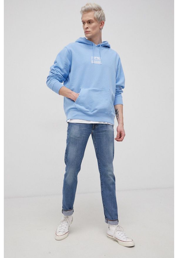 Levi's® - Levi's Bluza bawełniana męska z kapturem gładka. Okazja: na spotkanie biznesowe, na co dzień. Typ kołnierza: kaptur. Kolor: niebieski. Materiał: bawełna. Wzór: gładki. Styl: casual, biznesowy