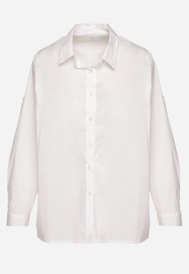 Born2be - Biała Bawełniana Koszula w Klasycznym Stylu Oversize Rivriz. Okazja: na spotkanie biznesowe, na co dzień. Typ kołnierza: kołnierzyk klasyczny. Kolor: biały. Materiał: bawełna. Styl: klasyczny