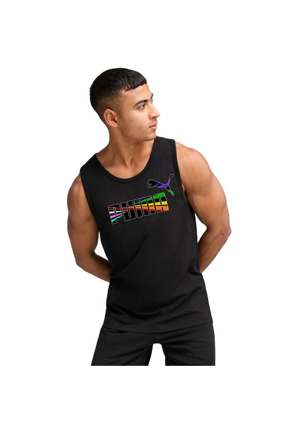 Podkoszulek Puma Love United Tank, Mężczyźni. Kolor: czarny. Materiał: bawełna, materiał