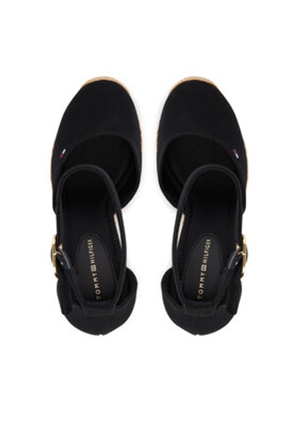 TOMMY HILFIGER - Tommy Hilfiger Espadryle Flag High Wedge Espad Closed Toe FW0FW09225 Czarny. Kolor: czarny. Materiał: materiał