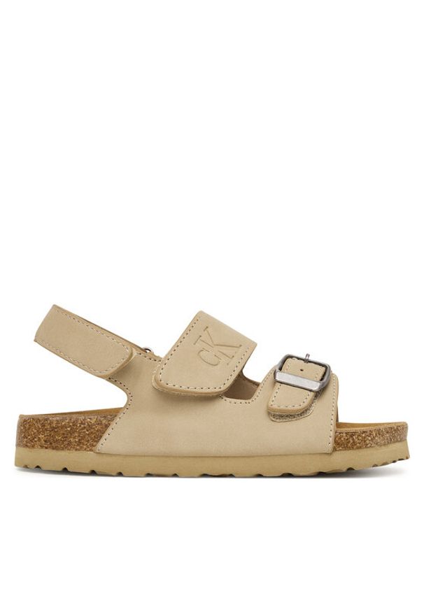 Calvin Klein Sandały Velcro V3X2-83328-0315 S Beżowy. Kolor: beżowy. Materiał: skóra
