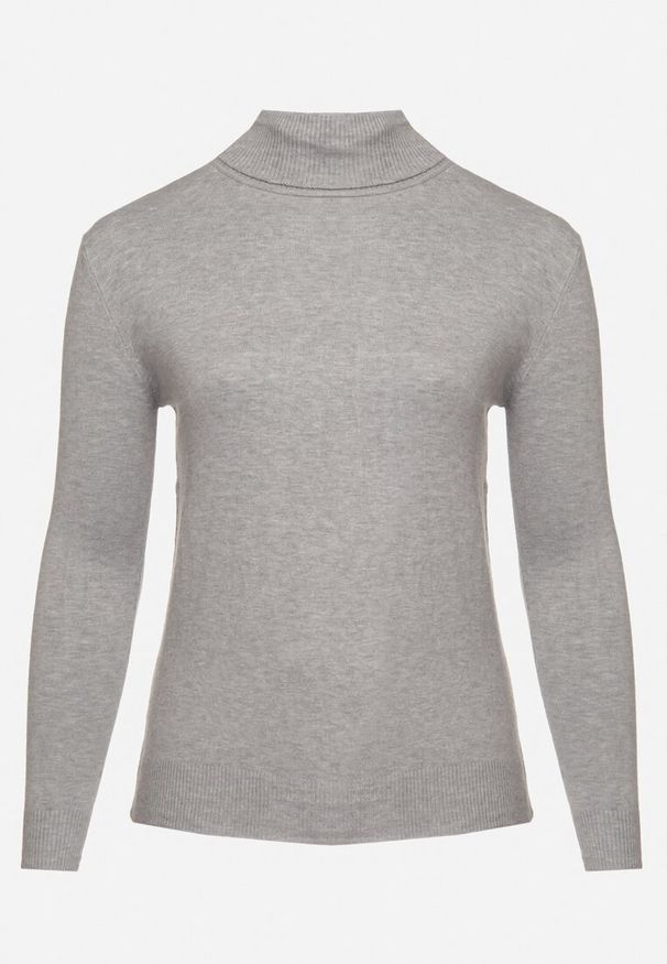Born2be - Szary Golf z Bawełną o Prostym Kroju Gemista. Okazja: na co dzień. Typ kołnierza: golf. Kolekcja: plus size. Kolor: szary. Materiał: bawełna. Styl: klasyczny, elegancki, casual